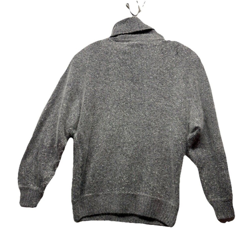Vintage Silk Angora Wool Blend Gray Paisley Beaded Turtleneck Sweater Sz Small - Picture 4 of 4